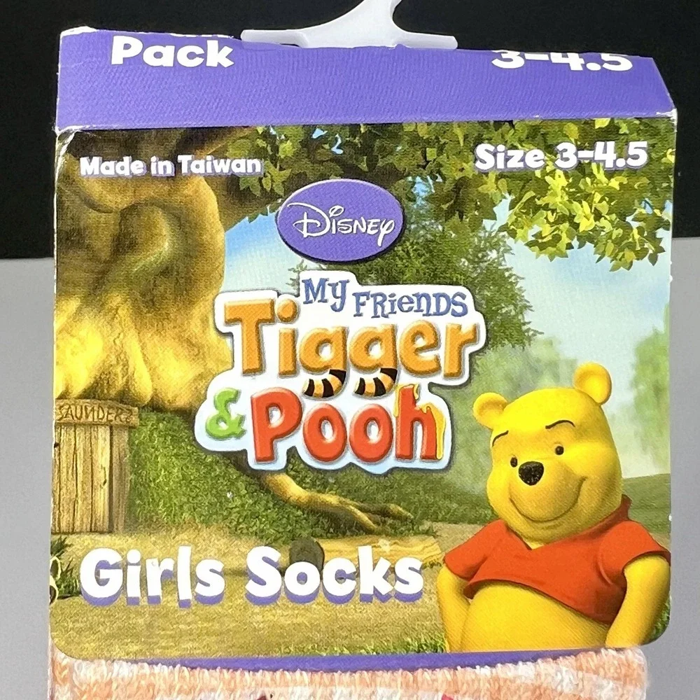 Disney Winnie The Pooh Ankle Socks Girl 3-4.5 Colorful‎ Novelty Cute 3 Pairs NWT